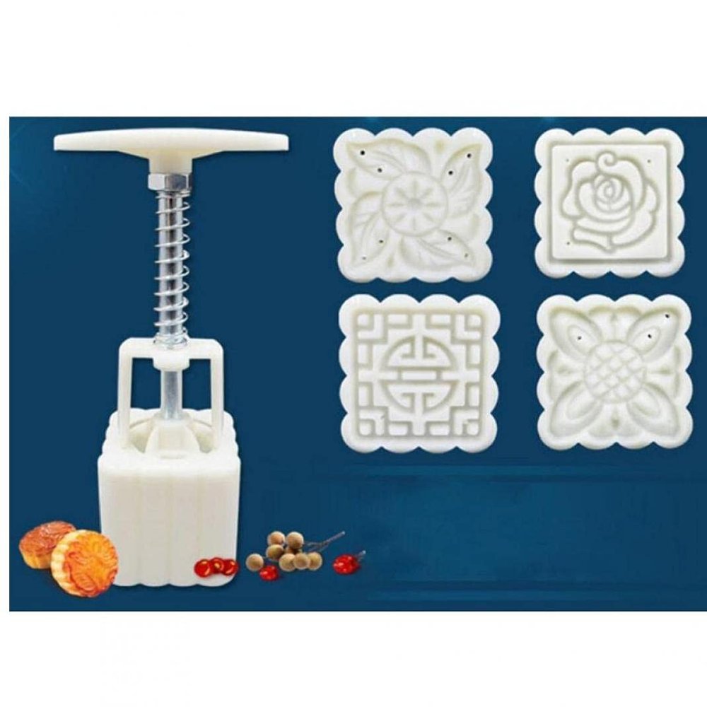 Froiny 4pcs/Set Moon Cake Molds 4 Patterns Pastry Moulds Chinese Mooncake Stamp Kitchen Baking Tools