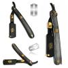 Full Blade Holder Barbershop Straight Edge Razor for Grooming and All-Purpose Hair Shaving in Black and Gold  Durable Long-Lasting Stainless-Steel Shaving Blade  Folding Classic Style Razor view 1