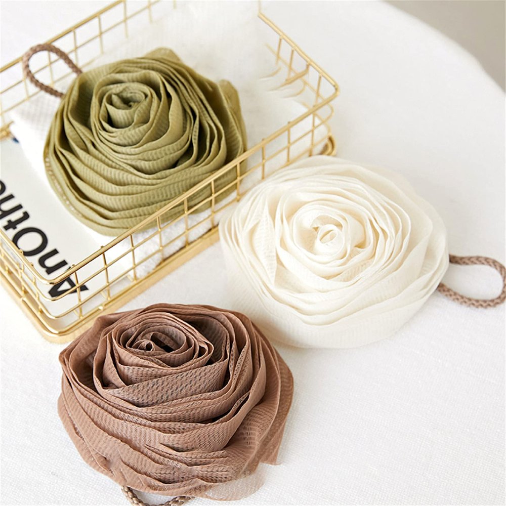 4 Pieces Bath Shower Loofah Sponge 50g Rose Flower Shape Mesh Pouf Shower Ball Body Scrubber Exfoliating Bath Sponge for Women