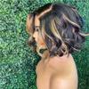 1B/27 Ombre Short Bob Wavy Human Hair Lace Front Wigs HD Invisible 13X6 Lace Frontal Human Hair Wigs Pre Plucked Bleached Knots Baby Hair Glueless Short Body Wave Wigs For Black Woman 12 Inch view 3