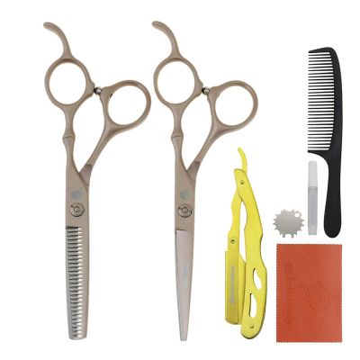 5.5" Razor Barber Rose Gold Haircutting Kit Professional Hairdressing Scissors Cutting Scissor Thinning Shears Hair Styling Scissors Salon Shears