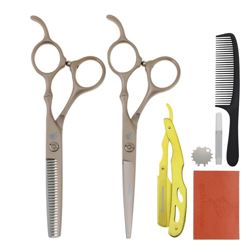 5.5" Razor Barber Rose Gold Haircutting Kit Professional Hairdressing Scissors Cutting Scissor Thinning Shears Hair Styling Scissors Salon Shears