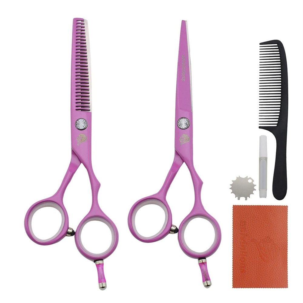 5.5" Pink Barber Scissors Hairstying Scissors Hairdressing Cutting Scissors Japan Cutting Shears Haircut Tools Hair Thinning Scissor