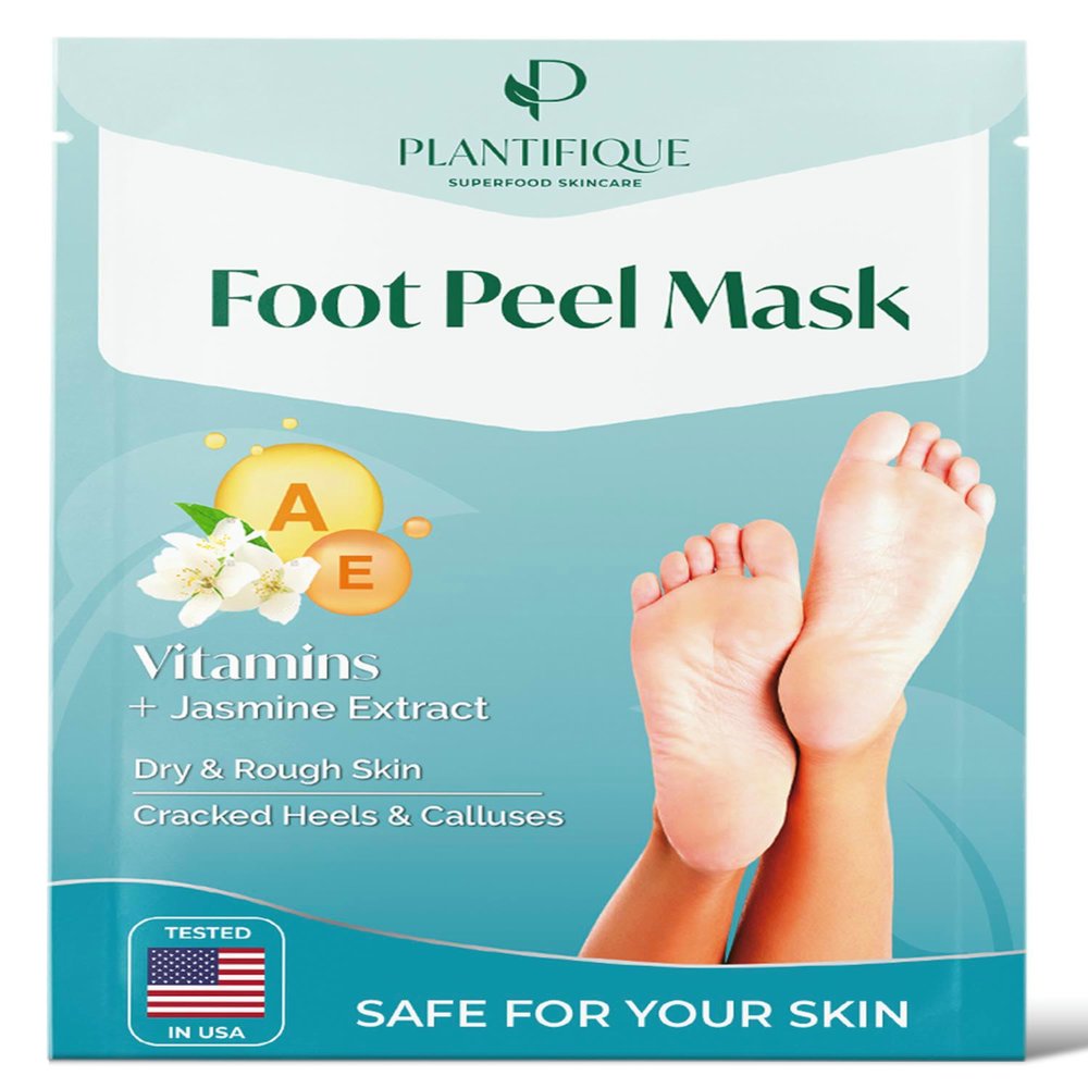 PLANTIFIQUE Foot Peeling Mask - Peeling Foot Mask Dermatologically Tested Repairs Heels & Removes Dry Dead Skin for Baby Soft Feet (Jasmine, 1 Count (Pack of 1))