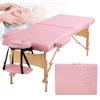 Dkeli Massage Table Portable Foldable 73 Inch Spa Bed Professional 2 Fold Massage Bed with Carry Case PU Leather Height Adjustable Facial Bed Lash Tattoo Salon Bed w/Face Cradle, Pink view 1