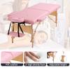 Dkeli Massage Table Portable Foldable 73 Inch Spa Bed Professional 2 Fold Massage Bed with Carry Case PU Leather Height Adjustable Facial Bed Lash Tattoo Salon Bed w/Face Cradle, Pink view 3