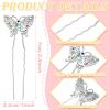 12 Pieces Butterfly Hair Pin Butterfly Hair Clips Crystal Pearl Hair Clips Bridal Wedding Hair Pins Bride Headwear Hair Accessories for Women(Elegant Style) view 3