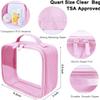 ANRUI TSA Approved Toiletry Bag With Handle Strap, Clear Travel Liquids Toiletries & Cosmetics Organizer Carry-On Luggage for Women and Men - Pink 3 Pack (Same Size) view 2