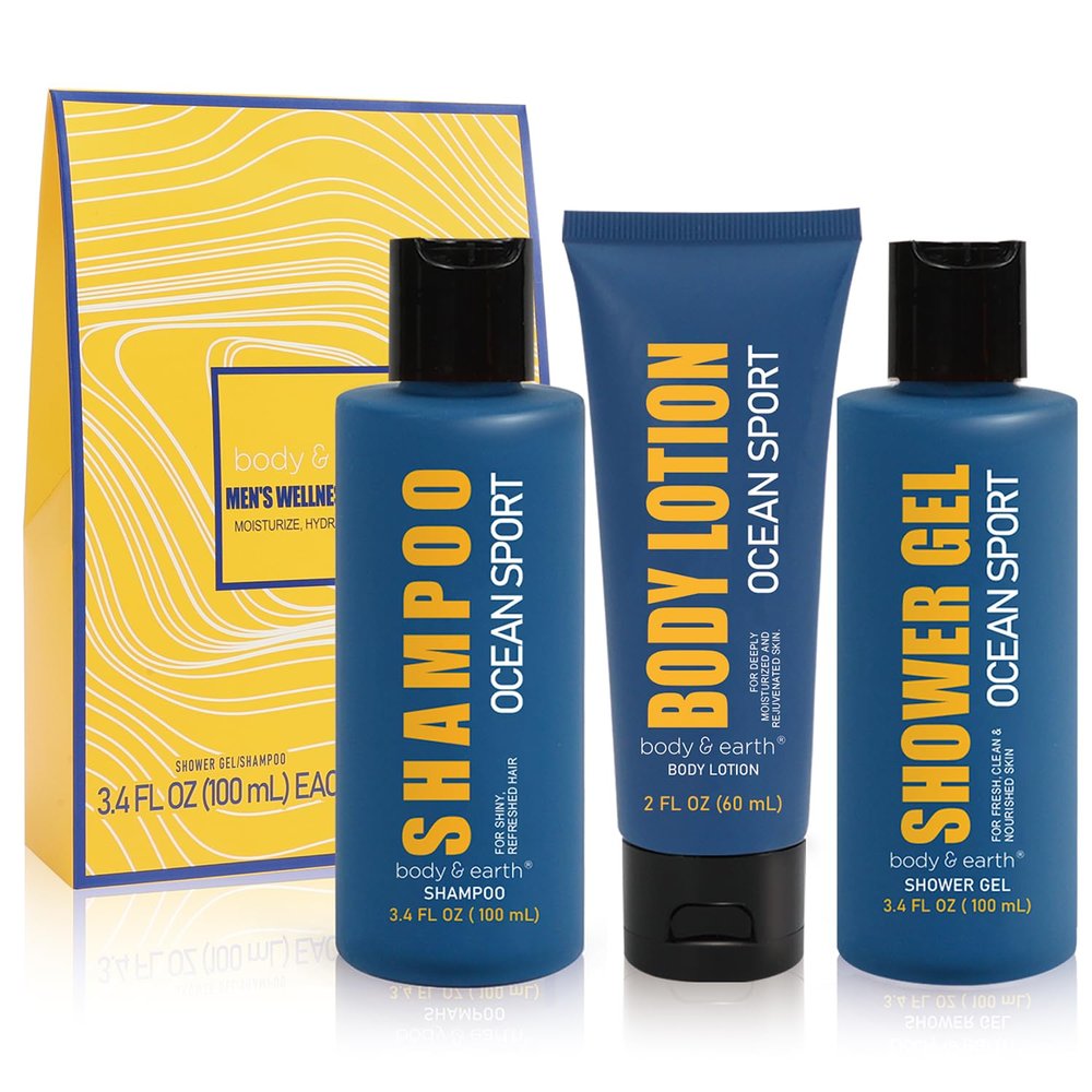 Body & Earth Mens Gifts 3pcs Gift Baskets with Fresh Ocean Scent Gift Sets for Men Birthday Gifts Christmas Gifts for Men