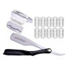10 Blades+Straight Edge Razor Manual Shaver Beard Removal Single Edge Blades Barber Shaver Face Underarm Body Eyebrow Hair Removal Throat Shavette view 1