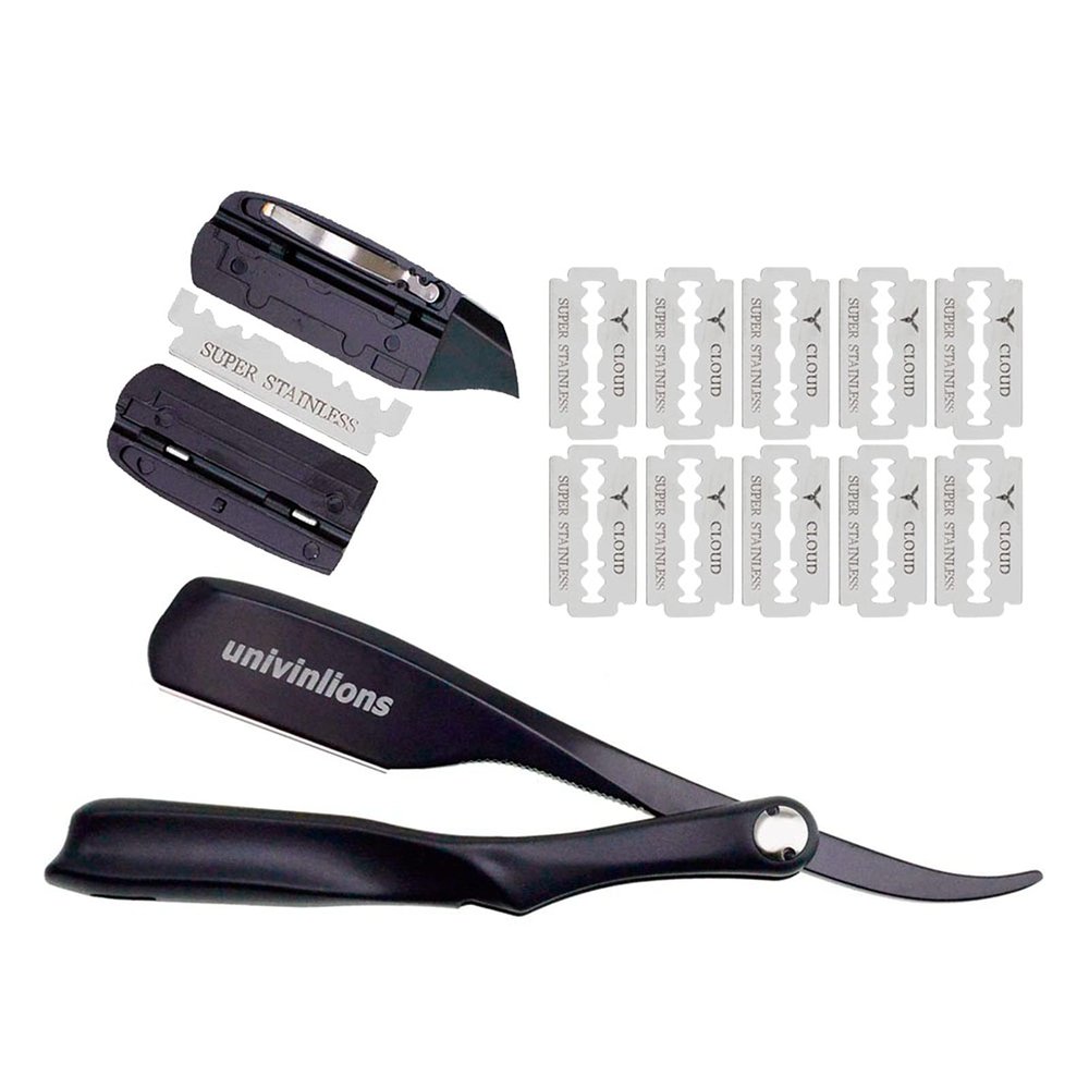 10 Blades+Professional Straight Edge Razor Single Edge Blades Barber Shaver Shaving Beard Face Underarm Body Eyebrow Hair Removal Throat Shavette