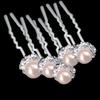 Trimming Shop Stainless Steel Hair Pins with Pink Pearl, Crystals and Silver Plated, Flower Design for Wedding Bridal, Proms, Women Fashion Accessory, 20pcs view 1