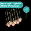 Trimming Shop Stainless Steel Hair Pins with Pink Pearl, Crystals and Silver Plated, Flower Design for Wedding Bridal, Proms, Women Fashion Accessory, 20pcs view 3