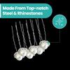 Trimming Shop Stainless Steel Hair Pins With White Pearl, Crystals and Silver Plated, Flower Design For Wedding Bridal, Proms, Women Fashion Accessory, 20pcs view 3