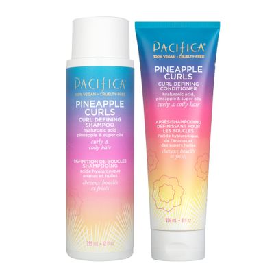 Pacifica Pineapple Curls Shampoo & Conditioner Set Curl Defining Hair Care for Curly & Coily Hair, Enhances Bounce & Reduces Frizz Sulfate Free Clean Beauty Vegan & Cruelty-Free Dermatologist Tested