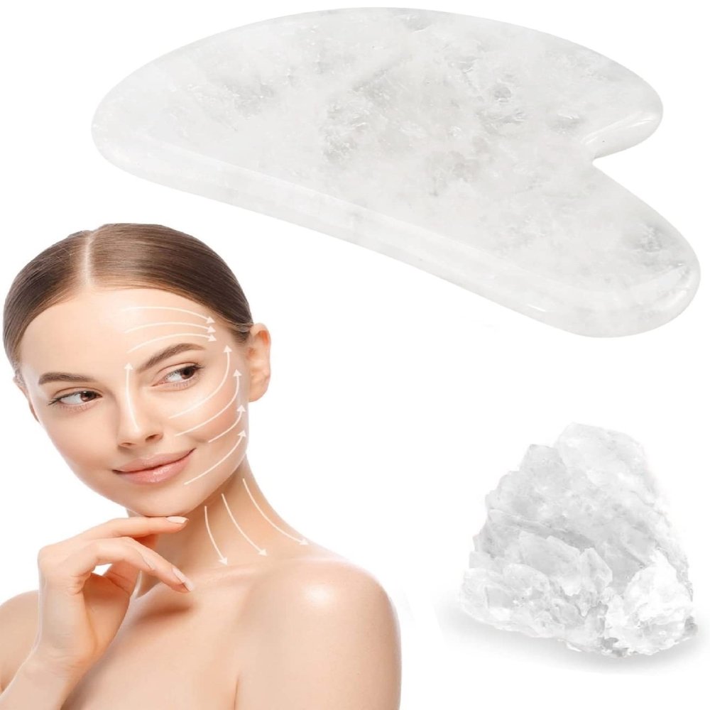 GUASHAPE Natural White Quartz Gua Sha Facial Tools | Guasha Tool for Face Sculpting, Shaping, Reduce Puffiness, Tension Relief | Stone for Eyes, Face and Body
