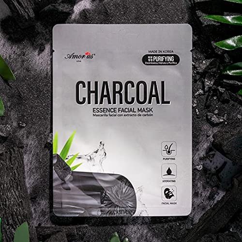 Amorus Charcoal Essence Facial Mask Dozen Set Made In Korea Purifying; Hydrating