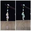 Hair Sticks Wooden 2Pcs Set,Chinese Hair Stick Retro Hair Chopsticks Glazed Plum Blossom Pearl Tassel Wood Hair Sticks Handmade Ancient Hairpin Stick Hair Accessories for Women Mom Sister,Pink Gree view 1