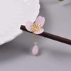 Hairpin Sticks 2Pcs Set,Wooden Hair Stick for Long Hair Retro Hair Chopsticks for Women Glazed Exquisite Flower Tassel Wood Hairsticks Handmade Elegant Hair Accessories for Party Dialy Life,Red Pin view 3