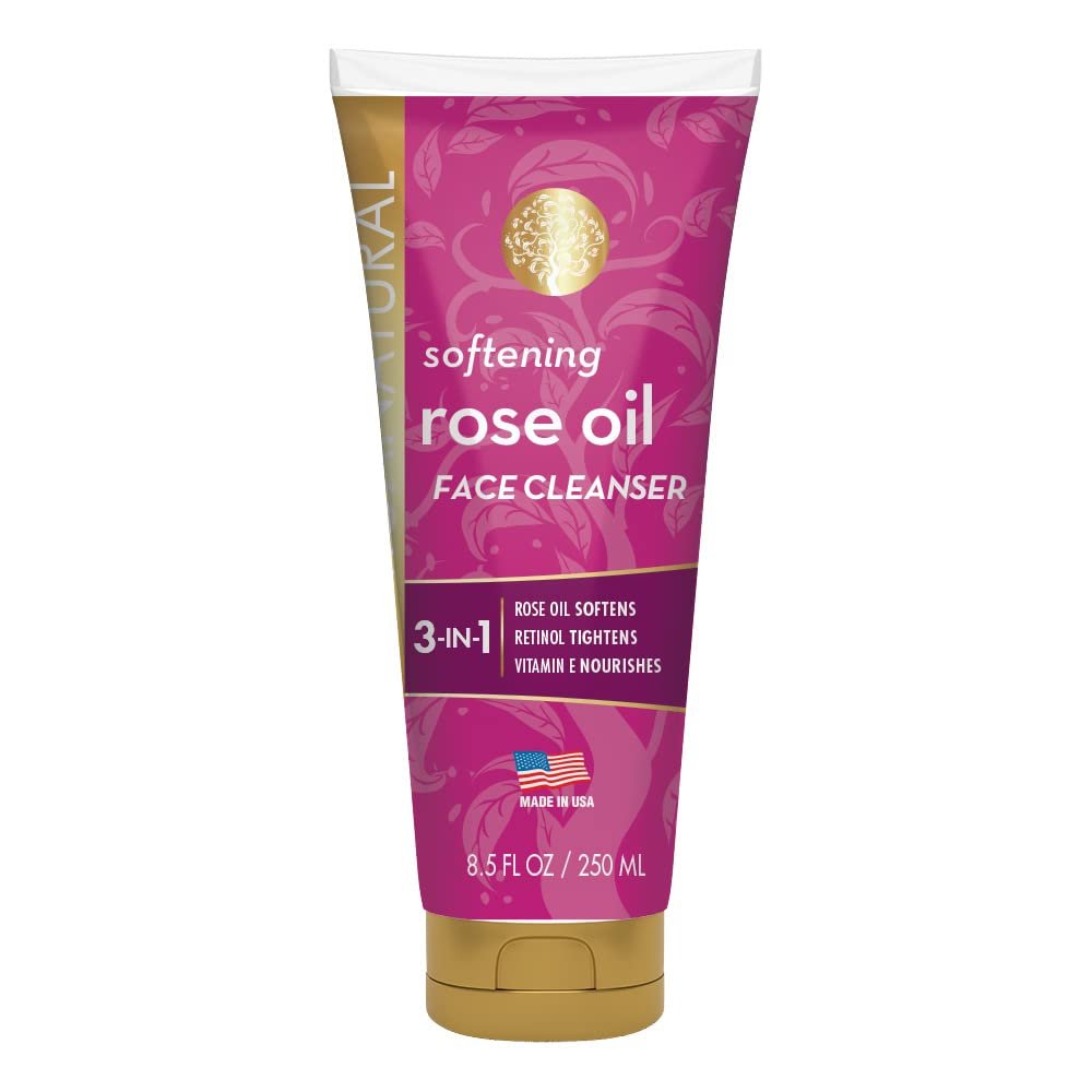 Arganatural Skin Softening Rose Face Cleanser with Rose Oil, Retinol & Vitamin E to Clean and Hydrate, 8 Fl Oz, 237 ml
