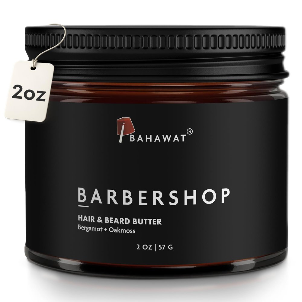 BAHAWAT Hair & Beard Butter for Men Leave-in Conditioner - Barbershop scent - Strengthen & Soften Made in USA -Organic Natural Ingredients | The Best Beard Butter - 2 oz.