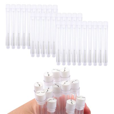 50 Pcs White Lash Disposable Mascara Brushes Diamond Eyelash Spoolies Makeup Brush Mascara Wand in Sanitary Tube Lash Supplies 