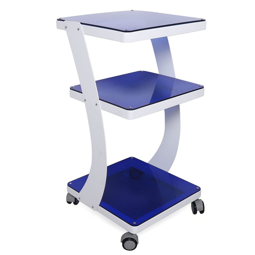 3 Layer Salon SPA Trolley Stand Cart Beauty Machine Bracket, Beauty Tattoo Rolling Cart Tray with 4 Wheels Cart Stand for Barber Shop, Spa Center, Home
