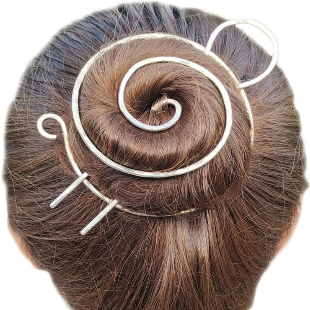 ansulen Bun Maker for Hair Bun Cover Metal Bun Holder with Hair Fork Durable Hair Clips for Women Girls Sturdy Hair Bun Cage for Thin Hair Silver Hair Accessories Christmas Gift