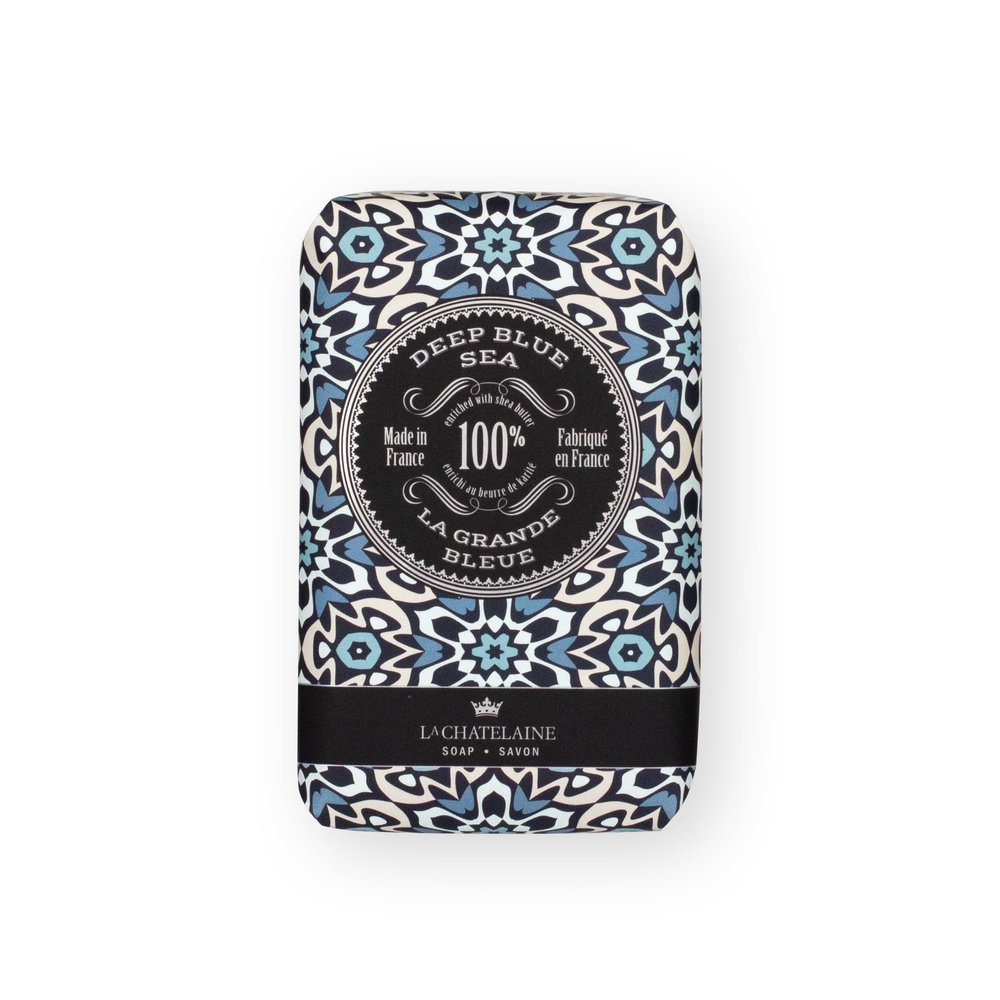 La Chatelaine Shea Butter Bar Soap| Natural and Organic |Triple Milled | Made in France | Unisex, Men, Women | Large (Deep Blue Sea)