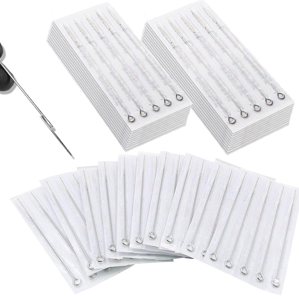 Tattoo Needles 50PCS - LEEYUKA Stick and Poke Needles Mixed Sizes 3RL 5RL 7RL 9RL 3RS 5RS 7RS 9RS 5M1 7M1 Assorted
