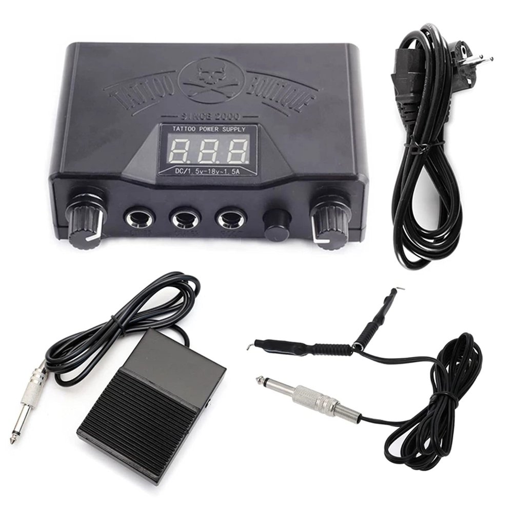 1Pcs New Black Double Dual LED 3 Digital Display Tattoo Power Supply for Tattoo Machine Permanent Makeup Power Supply Tattoo,B