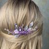 JWICOS Beaded Crystal Hair Comb for Brides and Bridesmaids (Silver Purple) view 1