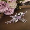 JWICOS Beaded Crystal Hair Comb for Brides and Bridesmaids (Silver Purple) view 2
