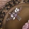 JWICOS Beaded Crystal Hair Comb for Brides and Bridesmaids (Silver Purple) view 3