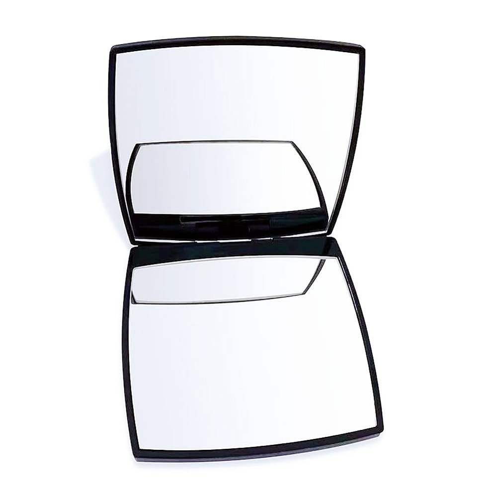 EUTECH Fashion Compact Cosmetic Mirror, Elegant Compact Purses Makeup Mirror, Small Compact Mirror 2 x 1 Magnification, Square, Perfect for Purses - Travel, Black