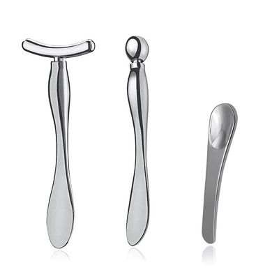 3 Pcs Metal Eye Cream Applicator Tool, Eye Roller Massage Sticks and Makeup Cream Spoon, Facial Massager for Reducing Puffiness Wrinkle Dark Circles