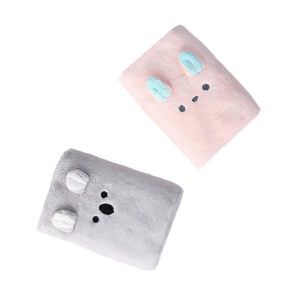 Cabilock 2pcs Cute Cartoon Hair Drying Towels Fast Drying Coral Fleece Hair Wraps for Quick Absorbent Shower Hats and Grey for Home and Travel