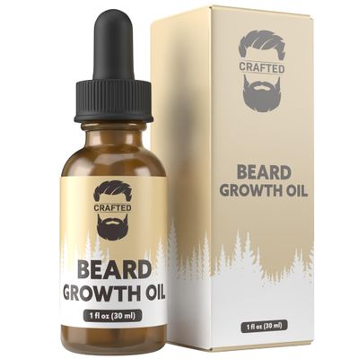 Crafted Beards Beard Growth Oil Serum - 1 fl Oz - Unscented - Helps Grow A Thicker Beard, Improves Beard Health, Fills in Thin and Patchy Spots - (1 Pack)