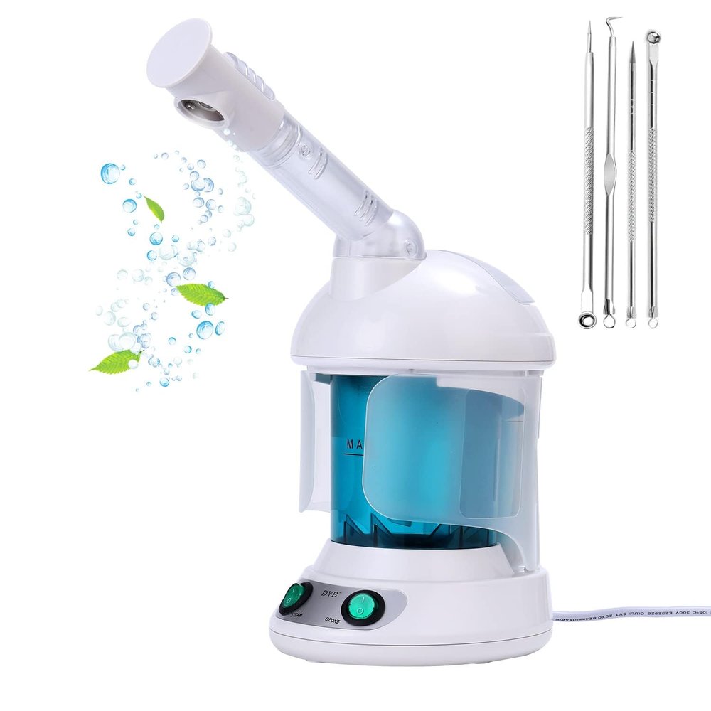 DYB Portable Facial Steamer, Nano Ionic Face Steamer with 360Rotatable Sprayer,Mini Facial Steamer for Salon and Spa,1 Piece Headband and 4 Pieces Steel Skin Kits.