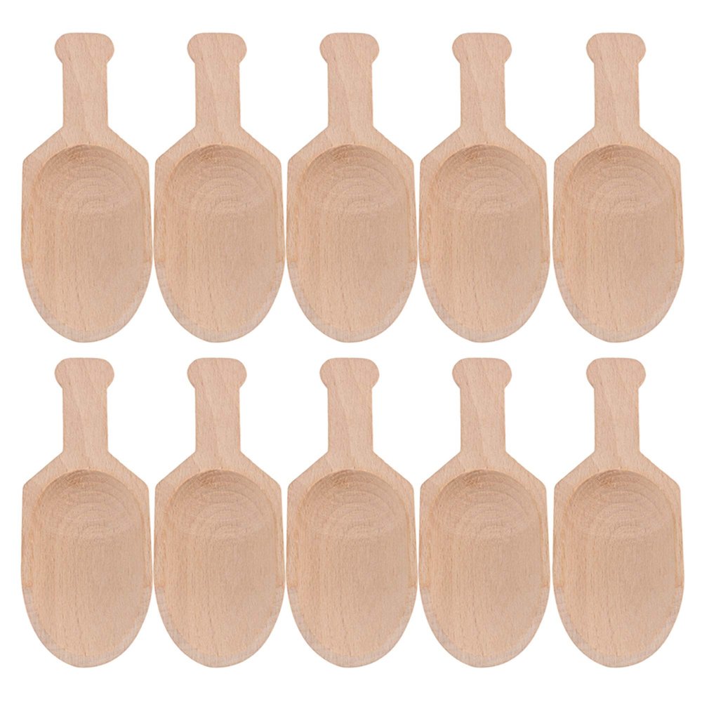 Bstinay 10PCS Mini Beech Wood Small Scoops for Bath Salts