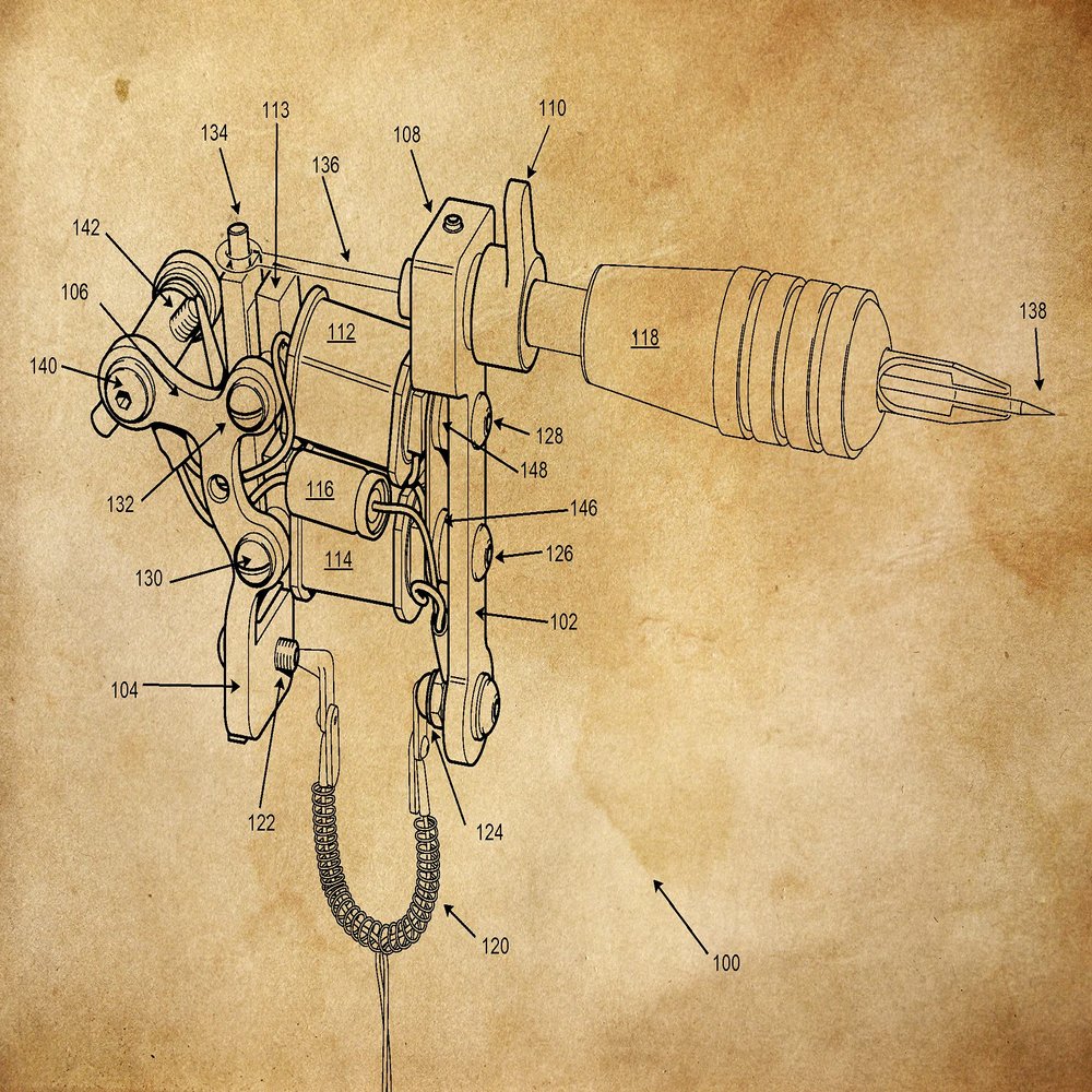 1891Tattoo Machine Patent 11 X 14" Photo Print