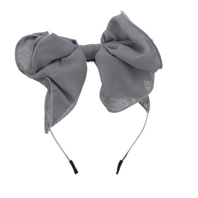 Motique Accessories Chiffon with Trim Bow Headband for Girls - Grey