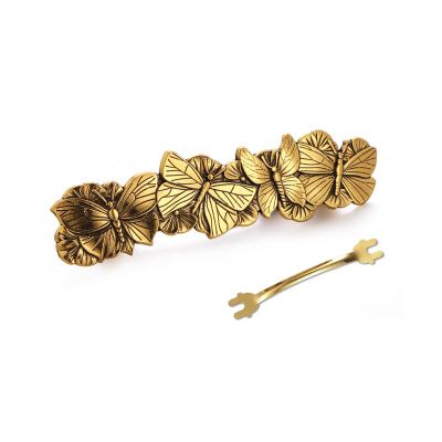 Amaxer Viking Gold Silver Barrettes for Women Girls Celtic Hair Clips for Thick Thin Hair Vintage French Hair Clips Hair Styling Accessories (Gold-Butterfly)