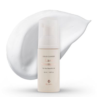 BL Lashes Eyelash Shampoo+ Brush, Eyelid Foaming Cleanser for Natural and Extension Lashes, Gentle Lash Bath and Makeup Remover for Salon and Home (50ml)