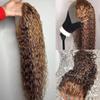 13x4 HD Transparent Lace Front Water Wave Human Hair Wig With Baby Hair Highlight #27/30 Color Deep Wave 150% Density Pre-Plucked Natural Hairline Natural Looking For Black Women 22 Inch view 2