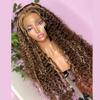 13x4 HD Transparent Lace Front Water Wave Human Hair Wig With Baby Hair Highlight #27/30 Color Deep Wave 150% Density Pre-Plucked Natural Hairline Natural Looking For Black Women 22 Inch view 3