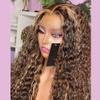 13x4 HD Transparent Lace Front Water Wave Human Hair Wig With Baby Hair Highlight #27/30 Color Deep Wave 150% Density Pre-Plucked Natural Hairline Natural Looking For Black Women 22 Inch view 4