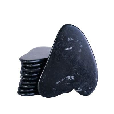 Authentic Gua Sha Jade Stones Asian Owned, GuaSha Facial Tool, Face Body Massage SPA Acupuncture Therapy Trigger Point Treatment (Obsidian)