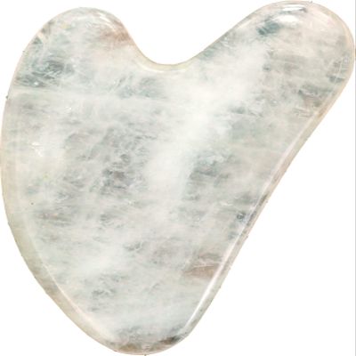 Authentic Gua Sha Jade Stones Asian Owned, GuaSha Facial Tool, Face Body Massage SPA Acupuncture Therapy Trigger Point Treatment (Clear Crystal)