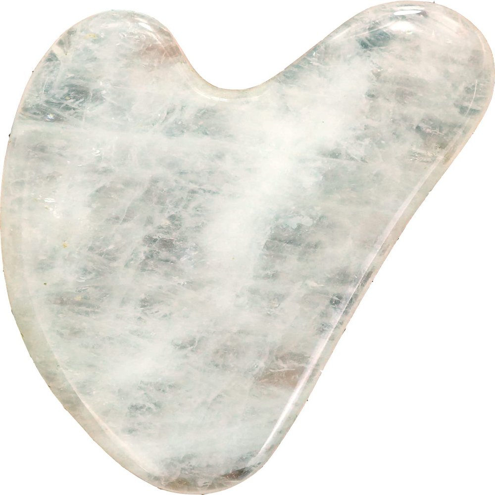 Authentic Gua Sha Jade Stones Asian Owned, GuaSha Facial Tool, Face Body Massage SPA Acupuncture Therapy Trigger Point Treatment (Clear Crystal)